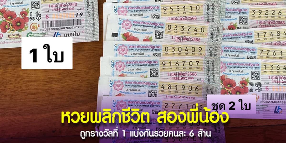 สองสาวพี่น้องขายลอตเตอรี่ไม่หมด แต่โชคดีถูกหวยรางวัลที่ 1 รวม 12 ล้านบาท